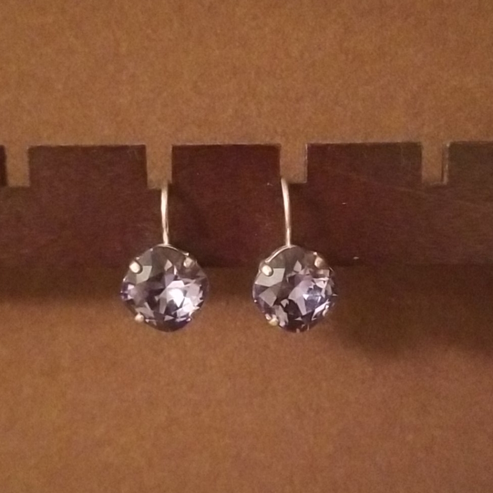 Purple crystal circle drop earrings